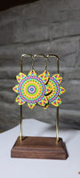 Ranbow wooden dangle earrings, lightweight mandala